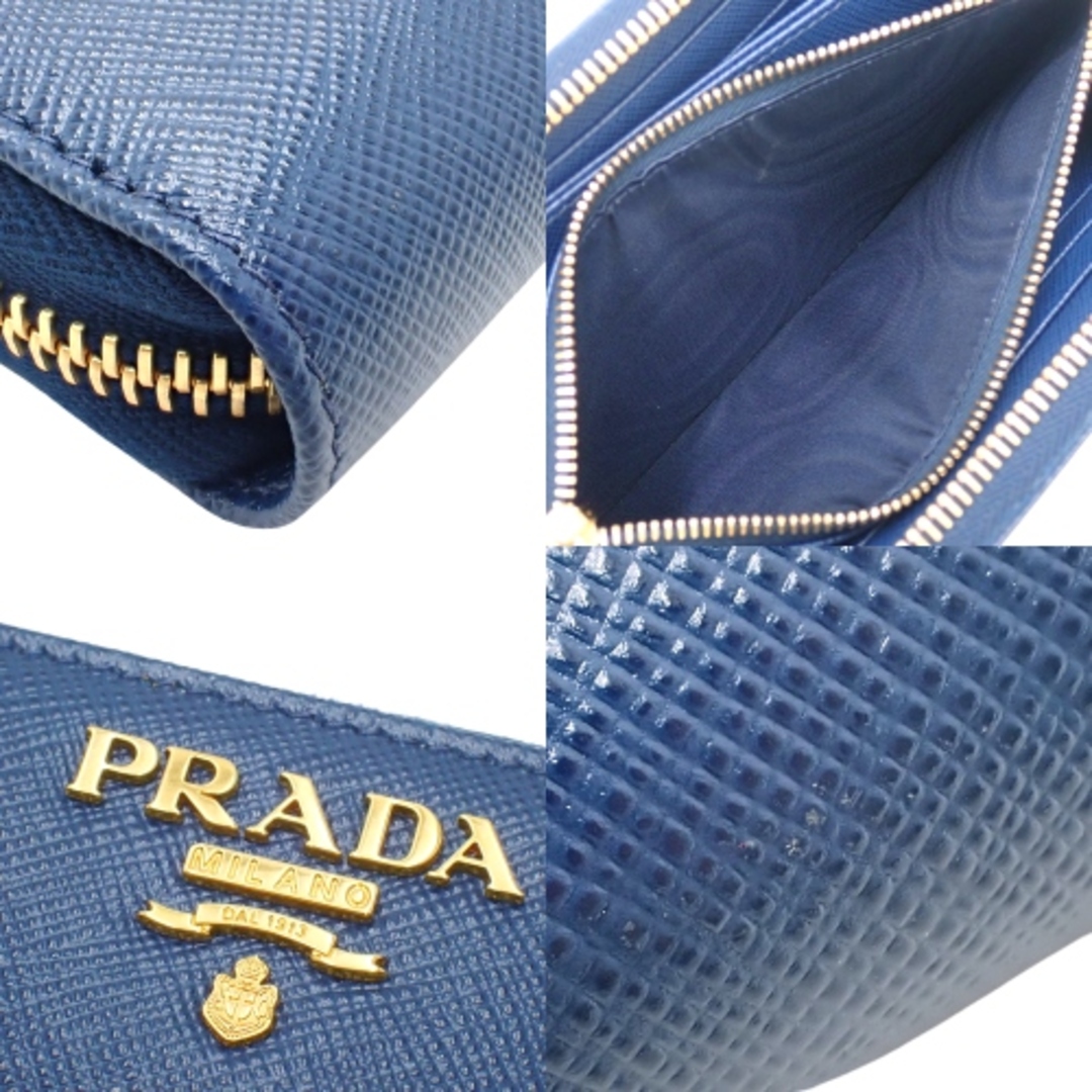 PRADA(プラダ)のPRADA(プラダ) ジップアラウンド長財布 長財布 ラウンドファスナー ロングウォレット 小物 サフィアーノレザー SAFFOANO METAL BLUETTE ブルー青 ゴールド金具 1ML506 レディース 40802072047【中古】【アラモード】 レディースのファッション小物(財布)の商品写真