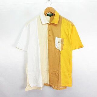 ケンゾー(KENZO)のケンゾー GOLF ポロシャツ 半袖 パッチワーク風 ロゴ 3 イエロー系(ウエア)