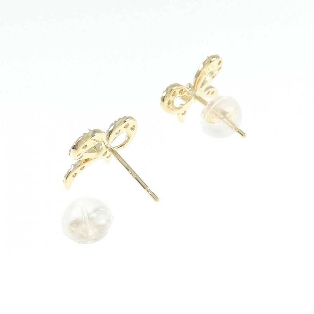 【リメイク】K18YG リボン ダイヤモンド ピアス 0.20CT