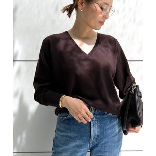 ドゥーズィエムクラス カシミヤ混　FLANNEL Vネックニット