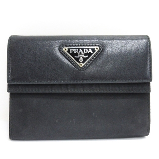 プラダ(PRADA)のプラダ PRADA 三角プレート 二つ折り財布 イタリア製 ブラック(財布)