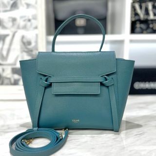 セリーヌ トートバッグ モスグリーン系 レザー シルバー金具 レディース 女性 普段使い シンプル CELINE Tote Bag Leather