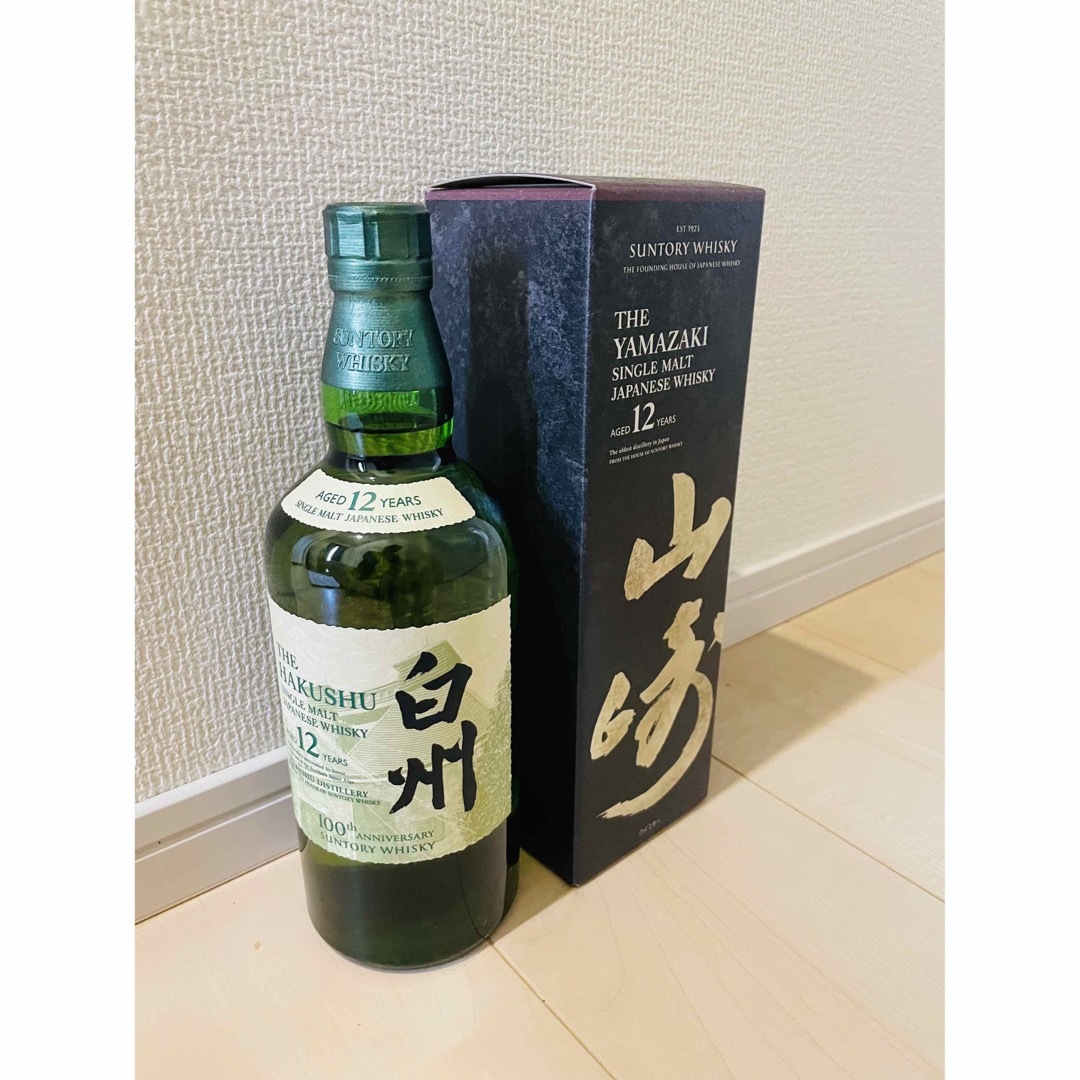 サントリー(サントリー)の山崎12年　白州12年　箱無し 食品/飲料/酒の酒(ウイスキー)の商品写真