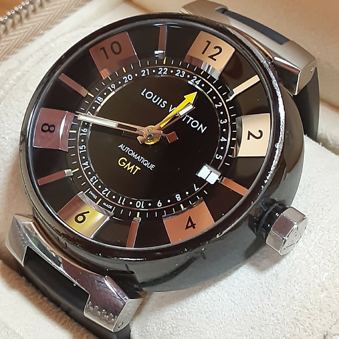ルイヴィトン　タンブール　インブラック　GMT　デイト　ATメンズ腕時計　稼働品