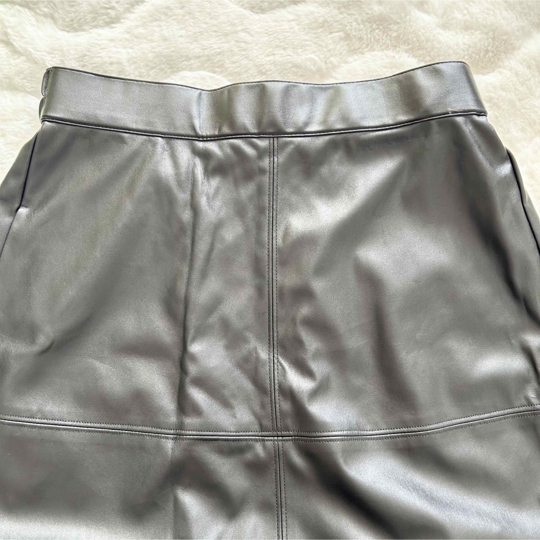 レディース レザースカート 黒 L 台形 レディースのスカート(ロングスカート)の商品写真
