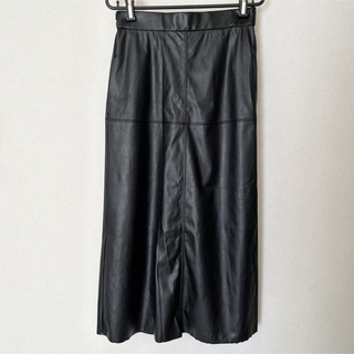 レディース レザースカート 黒 L 台形(ロングスカート)