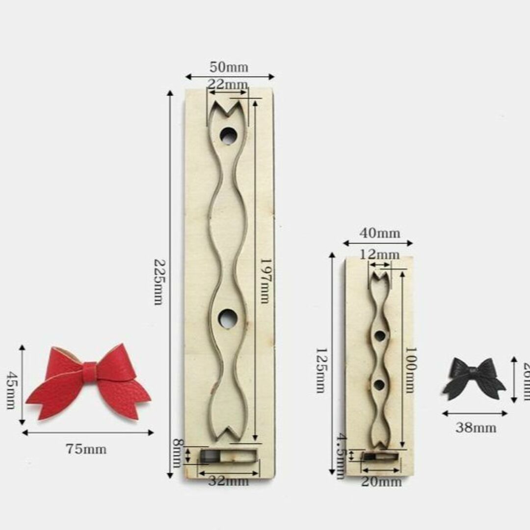 リボン 2種 型抜き レザークラフト 型 大小 送料無料 ハンドメイドの素材/材料(その他)の商品写真