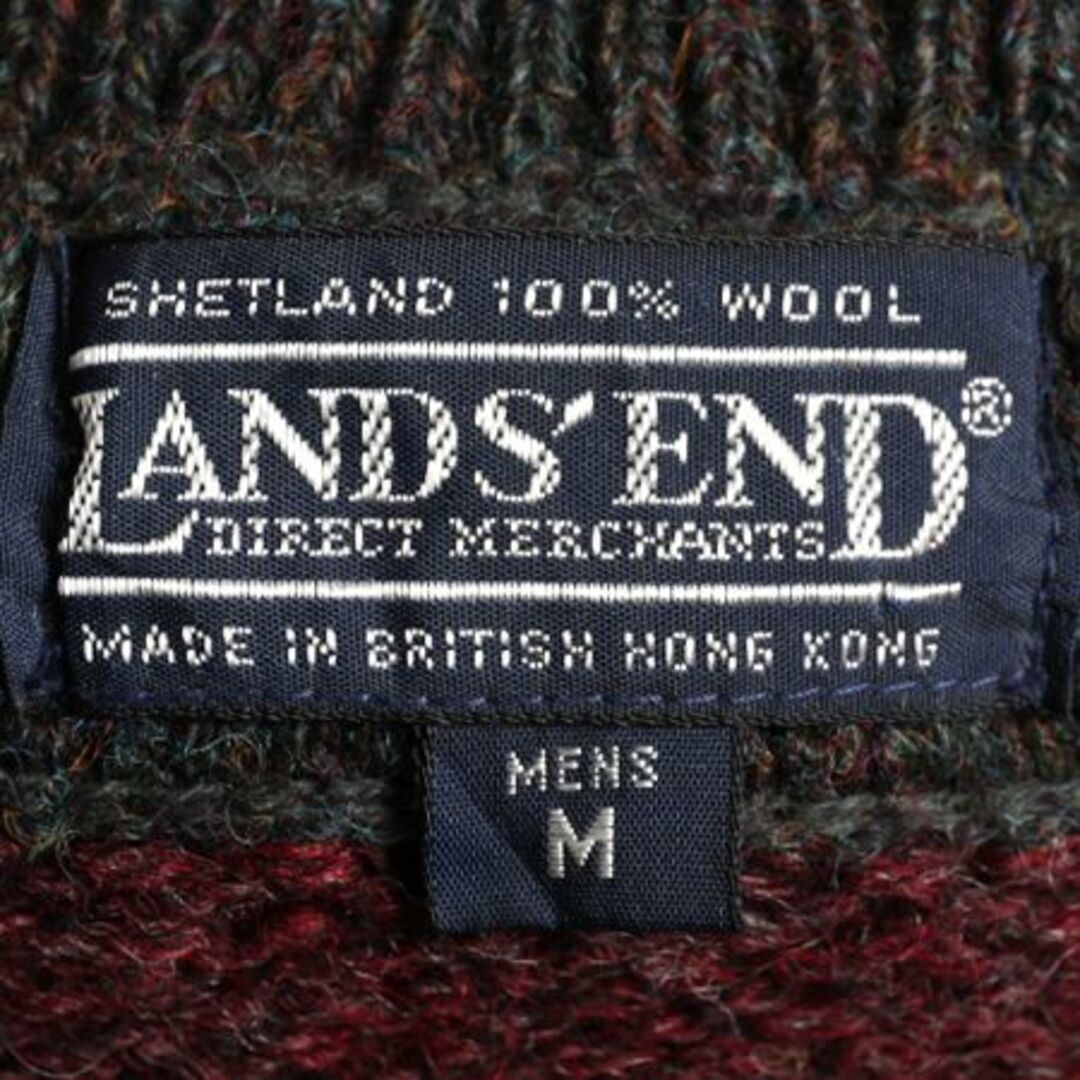 90s ランズエンド ヘンリーネック シェットランド ウール ニットセーター M メンズのトップス(ニット/セーター)の商品写真