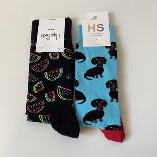 ハッピーソックス(Happy Socks)のハッピーソックス メンズ 靴下 2セット 犬 ドッグ スイカ(ソックス)