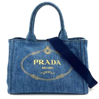 ✨良品　PRADA プラダ　ハンドバッグ　カナパ　キャンバス　手提げ　ブルー　青