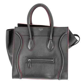 セリーヌ CELINE ハンドバッグ ラゲージ マイクロショッパー レザー/デニム ブラック×インディゴ レディース 送料無料 99708f