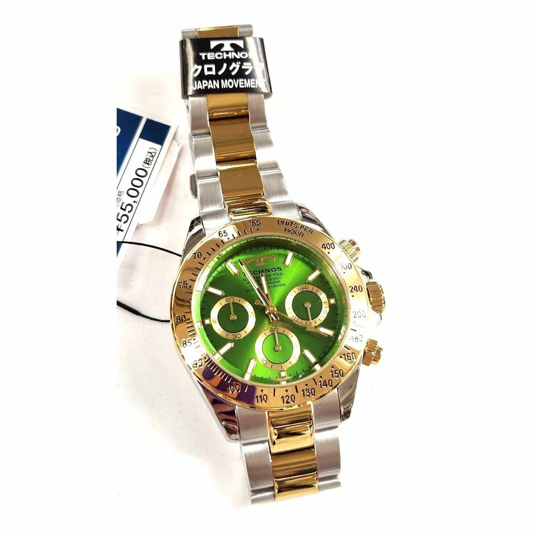 TECHNOS - 【新品】 テクノス クロノグラフ 腕時計 グリーン文字盤 10