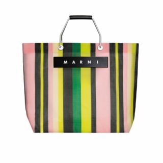 マルニ(Marni)の新作MARNI オリーブグリーン　ストライプバッグ　 マルニフラワーカフェ(トートバッグ)