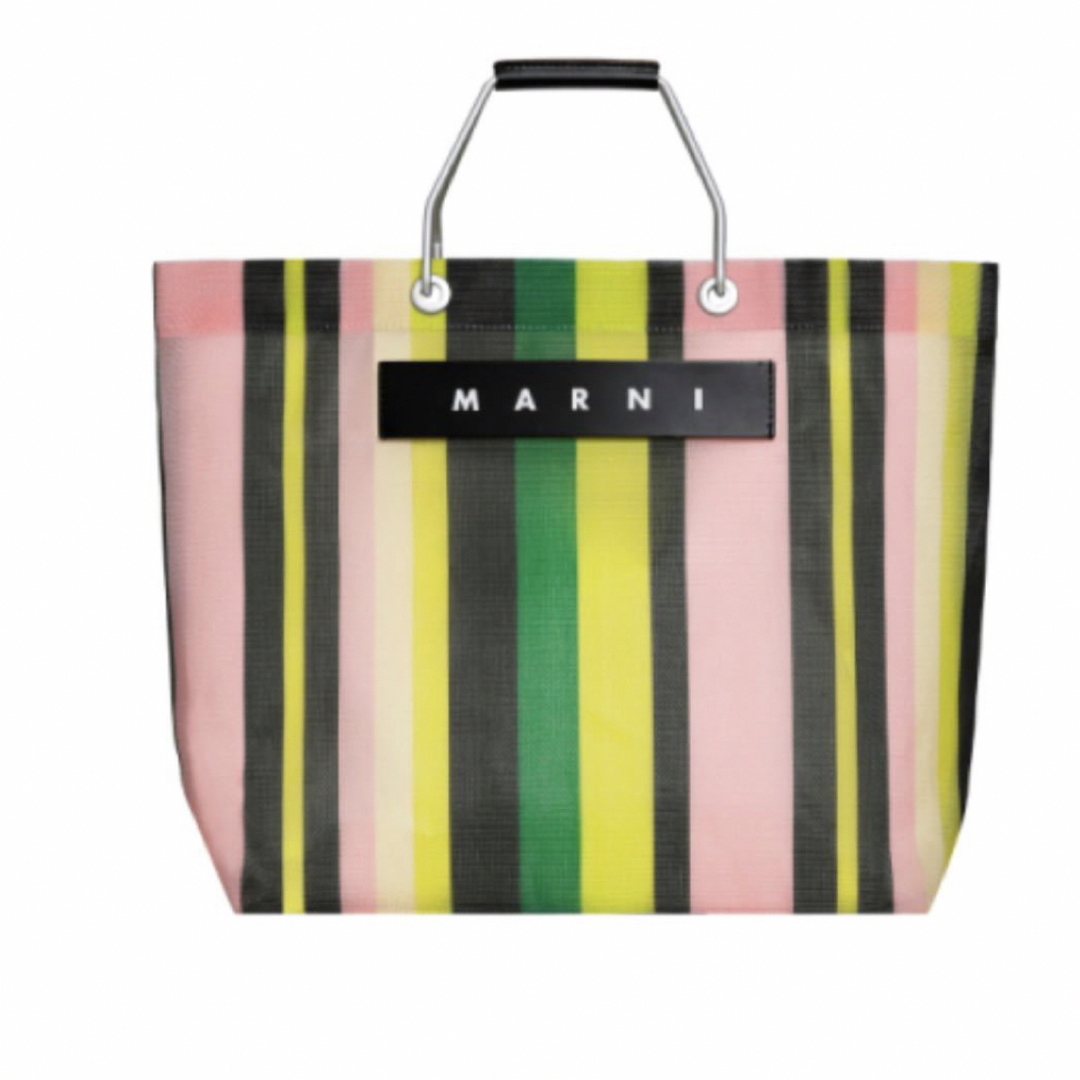 MARNI マルニ フラワーカフェ ストライプバッグ グリーン