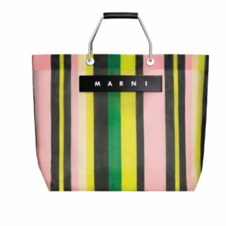 新品 marni マルニフラワーカフェ ストライプバッグ グリーン 阪急 かご-