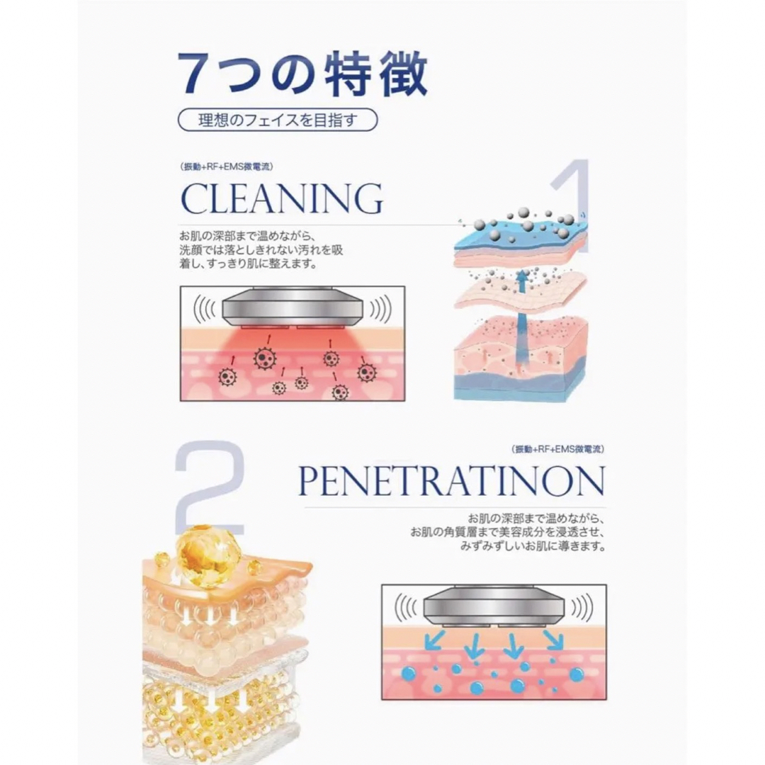美顔器 EMS RF美顔器 1台9役 温熱 冷感 音波振動 多機能美顔器の通販