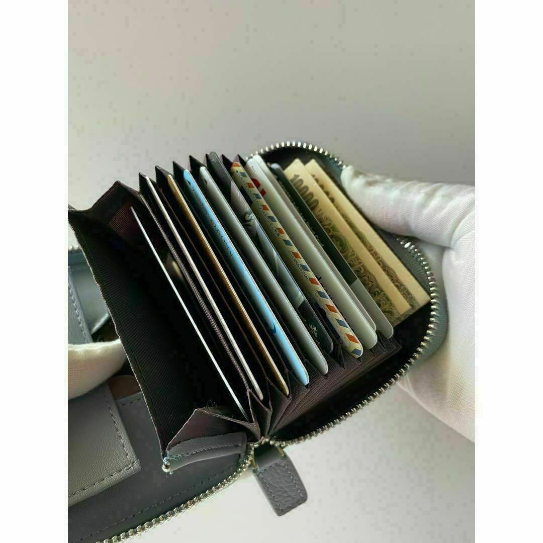 ミニ財布 ウォレット カードケース 小銭入れ コンパクト 大容量 ライトブルー レディースのファッション小物(財布)の商品写真