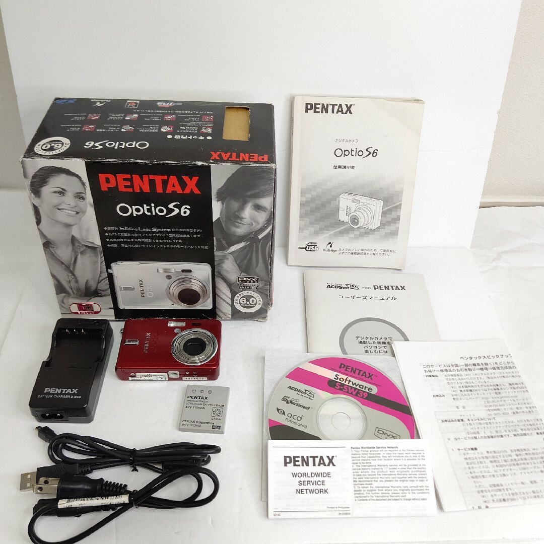pentaxPENTAX Optio S6 WINERED　美品　デジタルカメラペンタックス