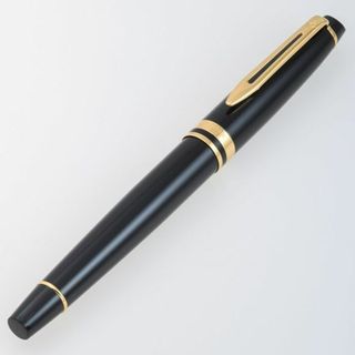 美品□WATERMAN/ウォーターマン リエゾン エボナイト ペン先18K Mニブ カートリッジ式 万年筆 ブラウン系 フランス製 ケース・インク付き