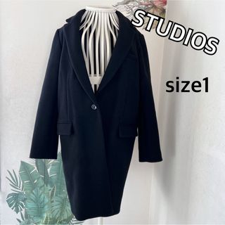 ステュディオス(STUDIOUS)のSTUDIOSステュディオス　チェスターウールコート1★ブラック黒(チェスターコート)