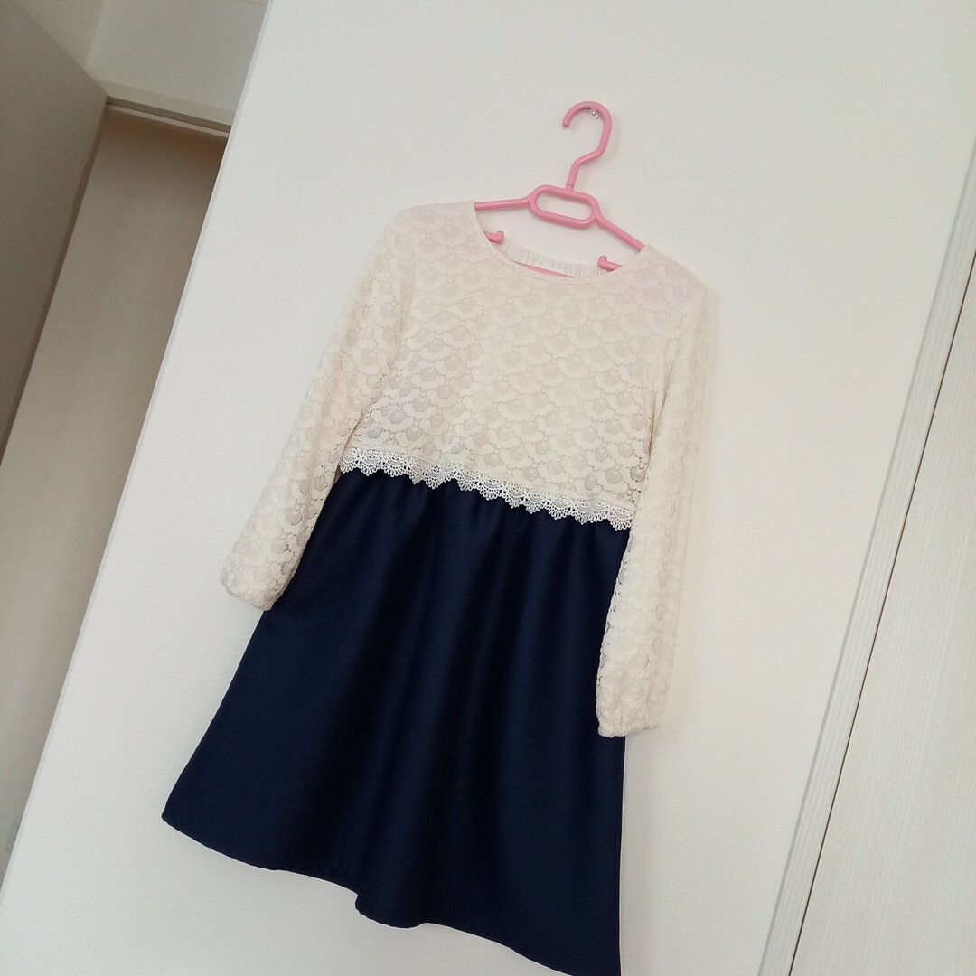 120 WILLMERY ドッキングワンピース　上品ネイビー キッズ/ベビー/マタニティのキッズ服女の子用(90cm~)(ワンピース)の商品写真