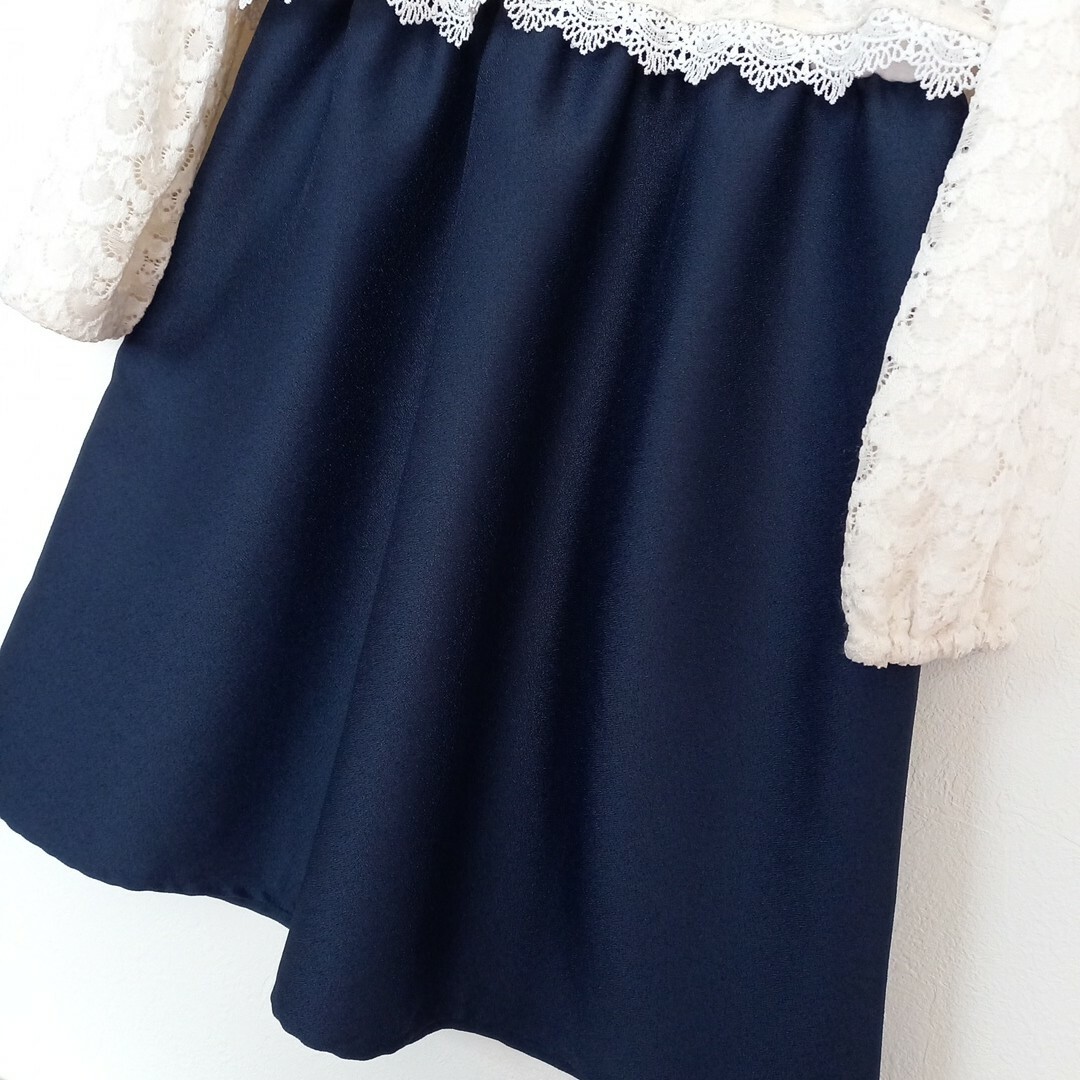 120 WILLMERY ドッキングワンピース　上品ネイビー キッズ/ベビー/マタニティのキッズ服女の子用(90cm~)(ワンピース)の商品写真