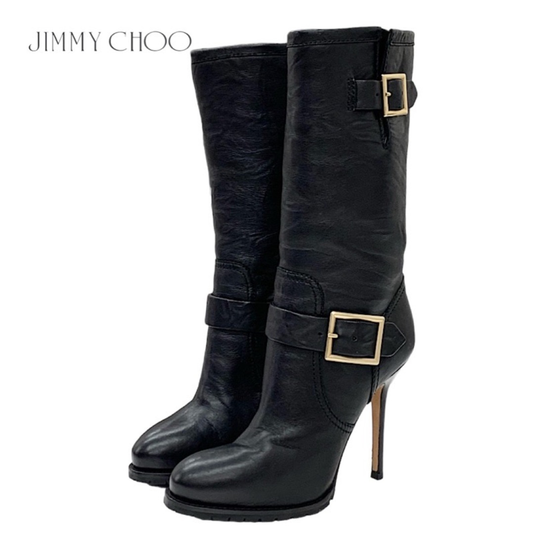 JIMMY CHOO(ジミーチュウ)のジミーチュウ ブーツ ショートブーツ レザー ブラック レディースの靴/シューズ(ブーツ)の商品写真