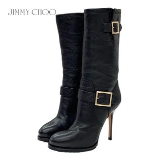 JIMMY CHOO - 良品 Jimmy Choo レザー ボア ラウンドトゥ エンジニア