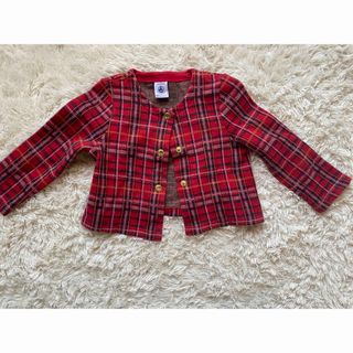 プチバトー(PETIT BATEAU)のプチバトー　ニット　カーディガン　チェック柄　羽織り　ジャケット　ベビー服　24(カーディガン)