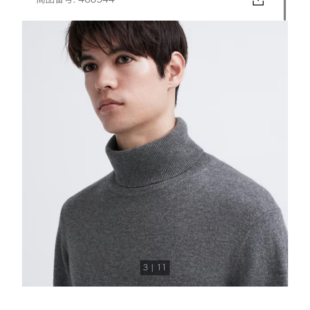 UNIQLO カシミヤ タートルネックセーター　グレー　L 新品