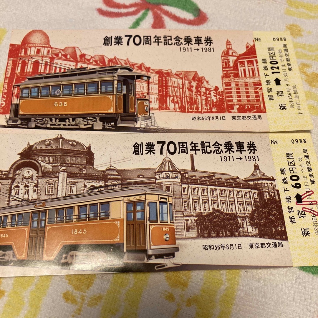 東京都交通局-都営交通☆創業70周年記念乗車券/昭和56年当時発売 東京都交通局-都営交通☆創業70周年記念乗車券/昭和56年当時発売