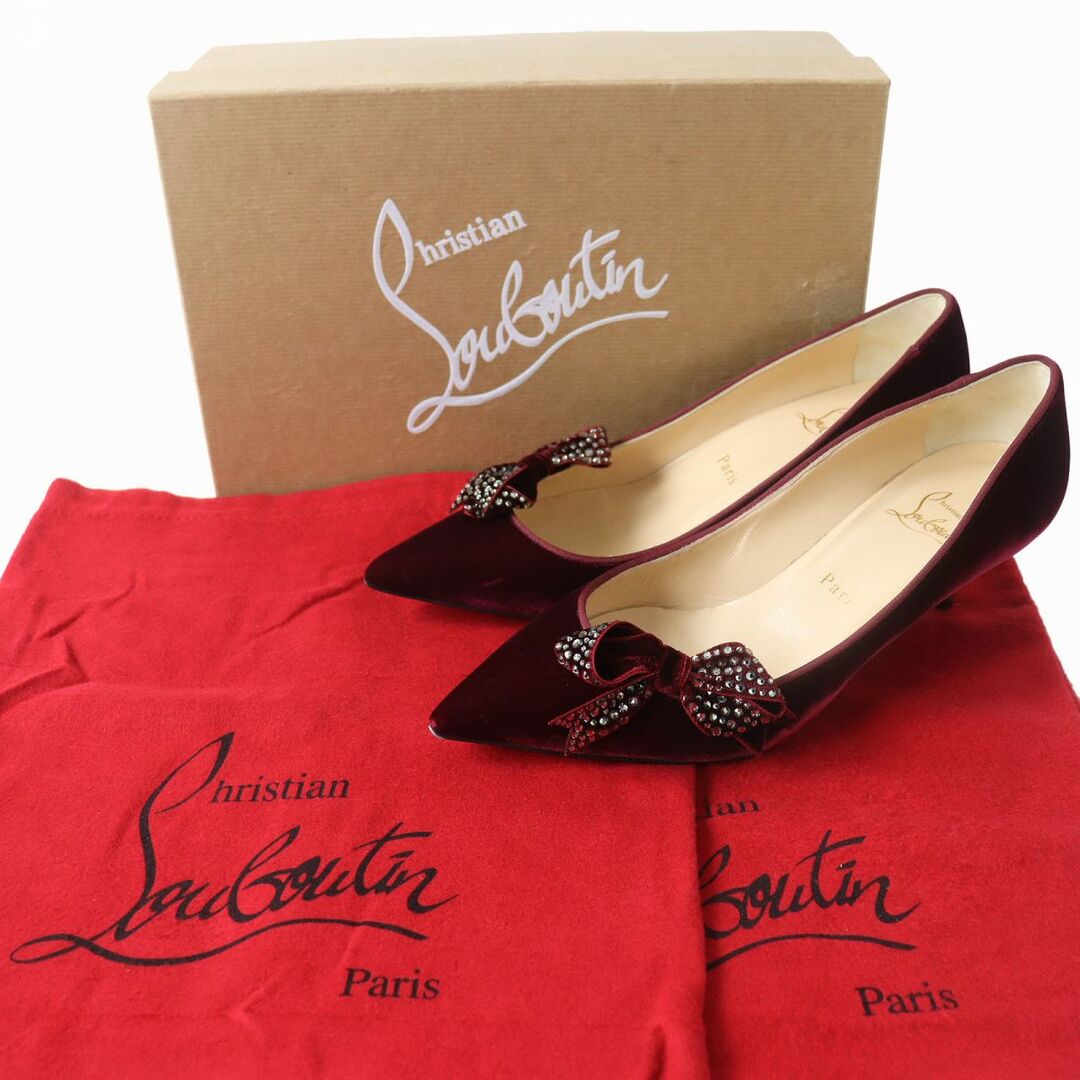 ☆美品 Christian Louboutin リボン付き 24.5㎝ パンプス