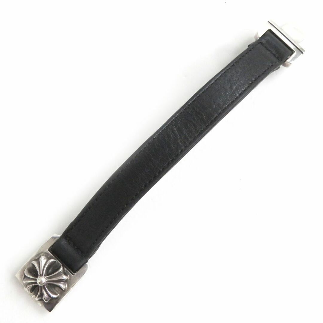 良品△CHROME HEARTS クロムハーツ HARNESS CLASP SV925 ハーネスクラスプ CHプラス レザー ブレスレット  ブラック×シルバー 7 重量42.48g