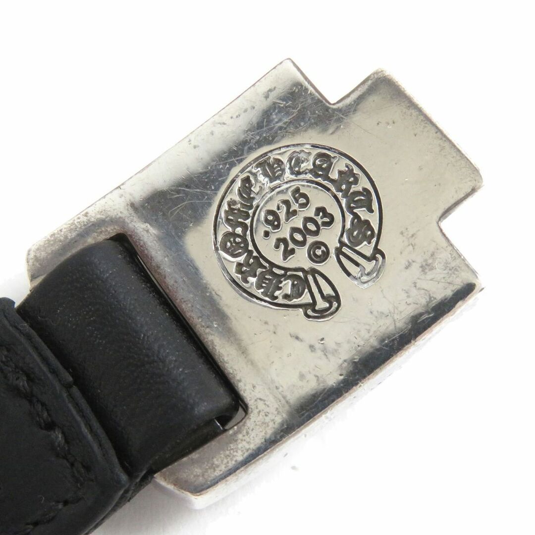 良品△CHROME HEARTS クロムハーツ HARNESS CLASP SV925 ハーネスクラスプ CHプラス レザー ブレスレット  ブラック×シルバー 7 重量42.48g