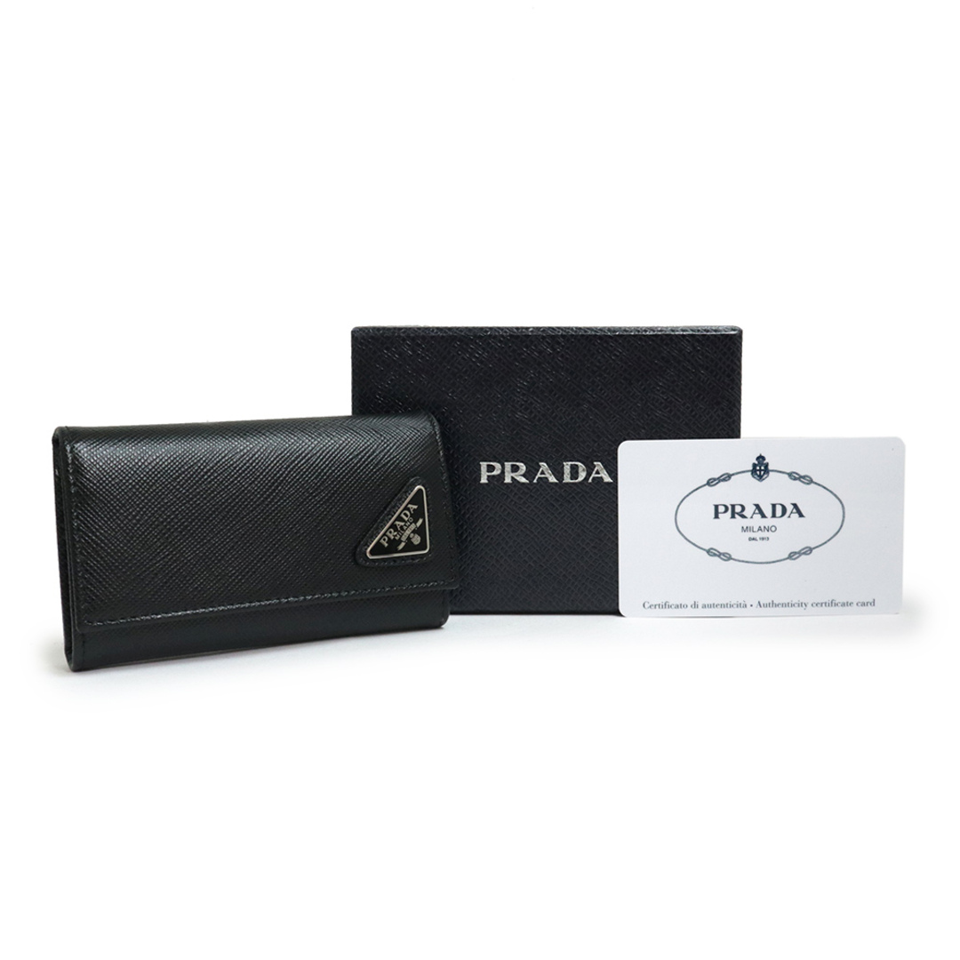 未使用 PRADA プラダ サフィアーノ レザー 三角ロゴ 6連 キーケース