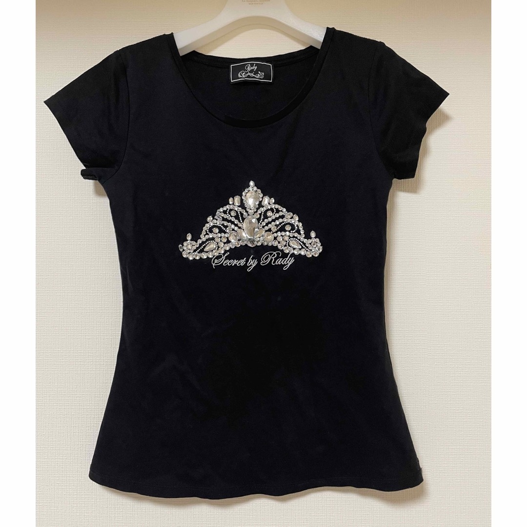 Rady(レディー)のRady ティアラ　ビジュー　Tシャツ　黒 レディースのトップス(Tシャツ(半袖/袖なし))の商品写真