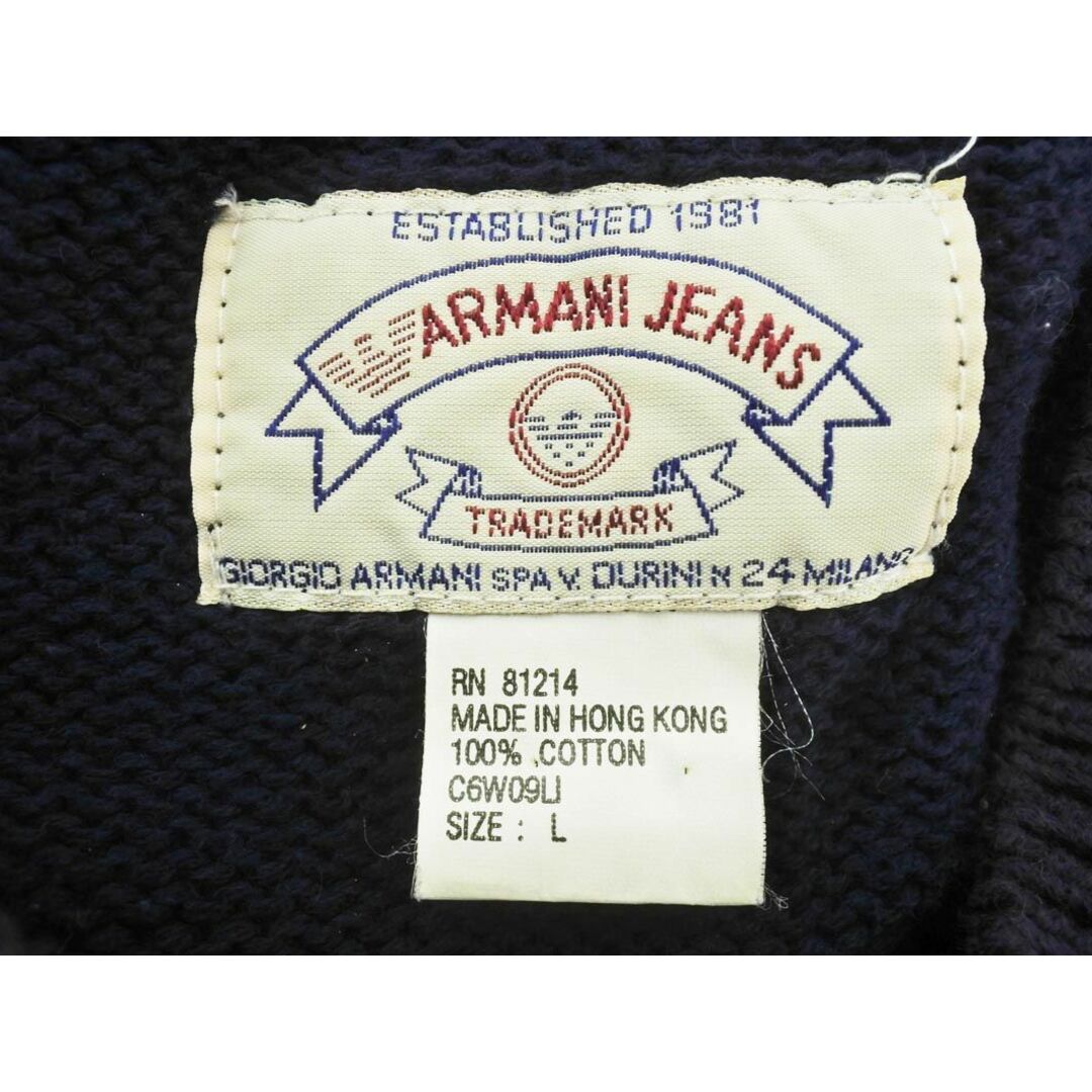 ARMANI JEANS(アルマーニジーンズ)のARMANI JEANS アルマーニジーンズ ロゴ コットン ニット セーター sizeL/濃紺 ◇■◎メンズ メンズのトップス(ニット/セーター)の商品写真