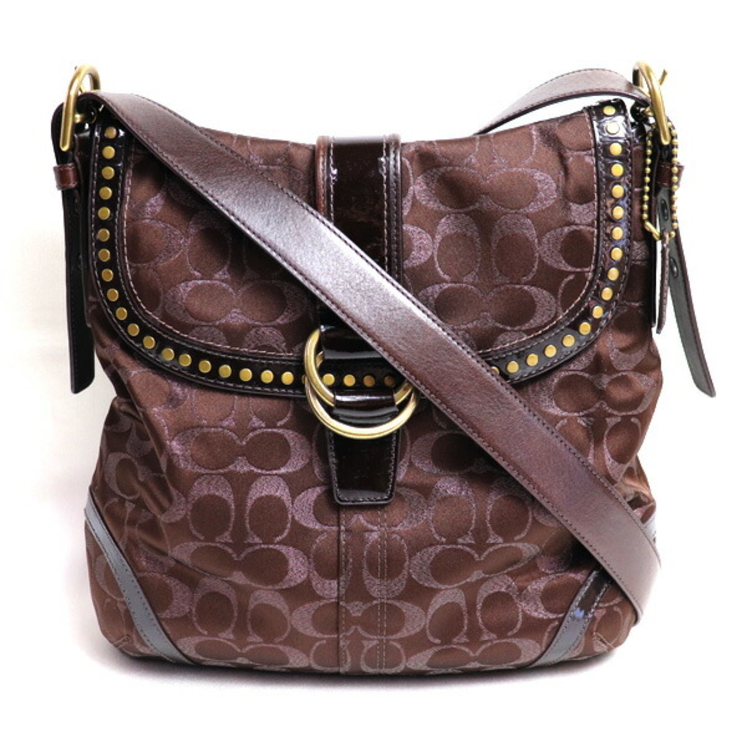 COACH(コーチ)のCOACH コーチ シグネチャー ショルダーバッグ ブラウン F12852 レディース【中古】 レディースのバッグ(ショルダーバッグ)の商品写真