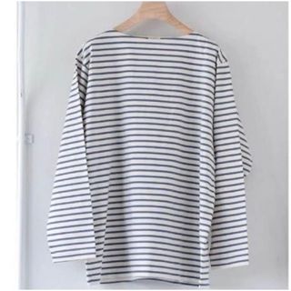 コモリ(COMOLI)のcomoli 21ss ボーダーボートネックt  エクリュ×マリン　値下げ可能(Tシャツ/カットソー(七分/長袖))