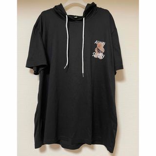 SHEIN メンズ　テディベア　クマ フード付き Tシャツ　黒(Tシャツ/カットソー(半袖/袖なし))