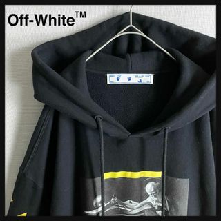 値下げ　美品off-white オフホワイト　フードパーカーネイビーMサイズ