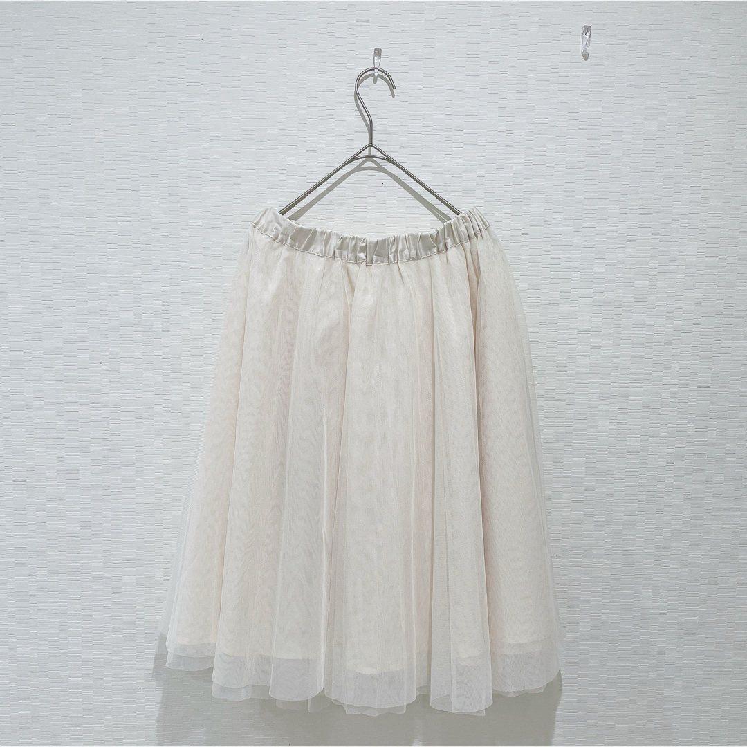 Techichi(テチチ)の【Te chichi】テチチ チュール スカート 膝丈 オフホワイト シンプル レディースのスカート(ひざ丈スカート)の商品写真