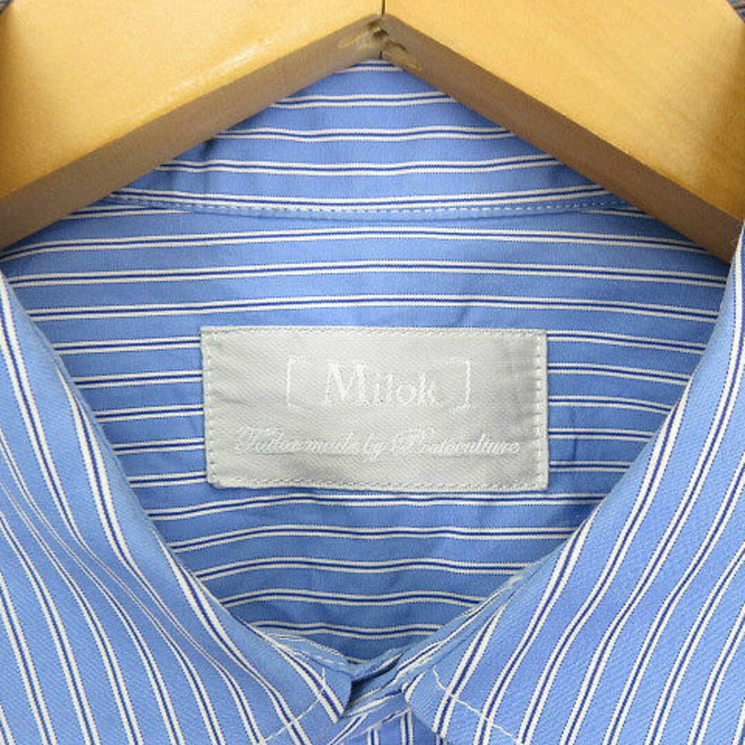 Milok(ミロック)のミロック Milok 長袖 ストライプシャツ 19AWSH02 青系  48 メンズのトップス(シャツ)の商品写真