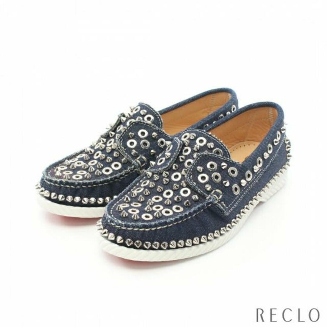 Christian Louboutin - YACHT SPIKES FLAT スリッポン デニム ... Christian Louboutin❤️ローラーボート スパイク ラメ