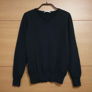 ニッセン(ニッセン)の【美品】綿100% Ｖネック ニット (ブラック S)(ニット/セーター)