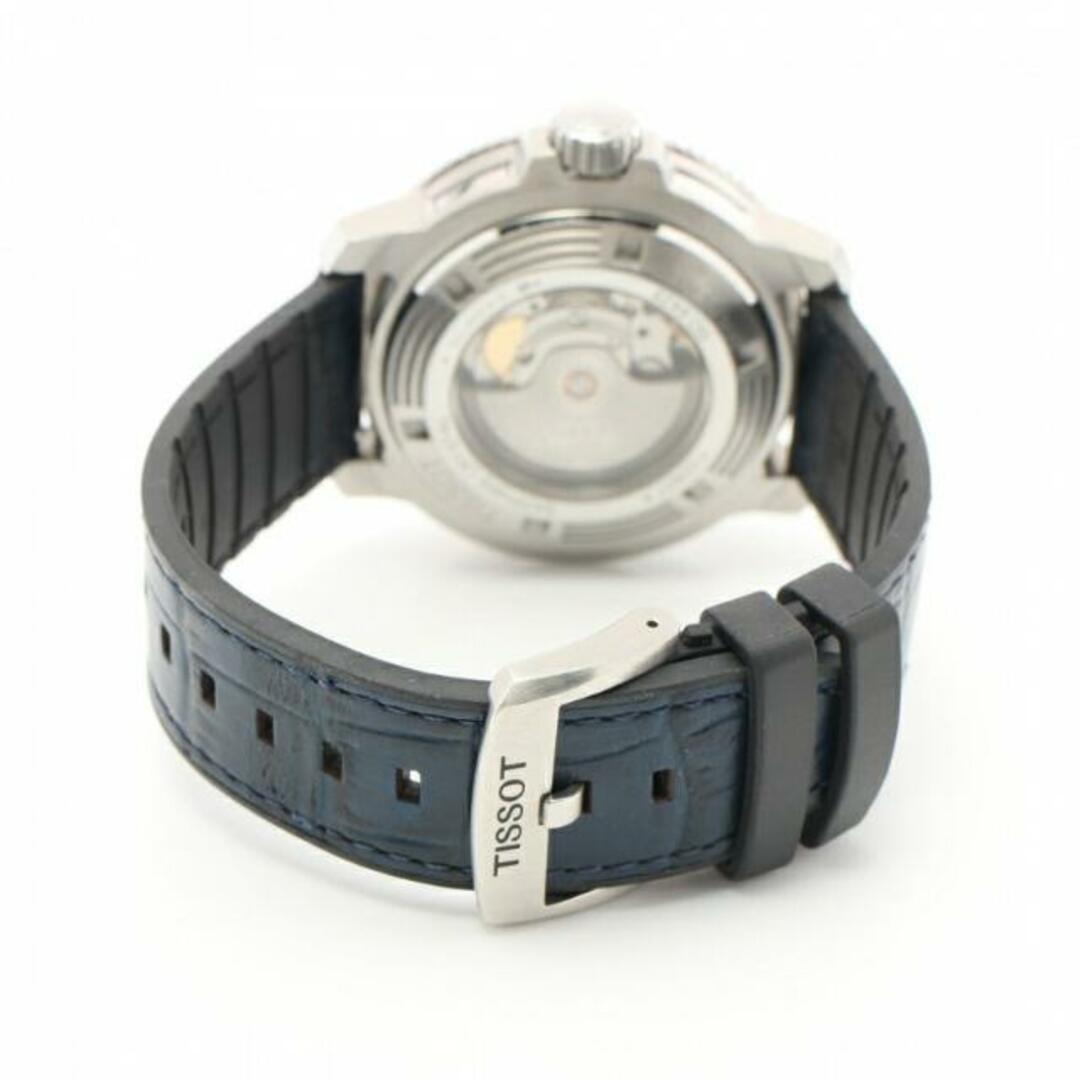 シースター 2000 プロフェッショナル メンズ 腕時計 自動巻き SS レザー ラバー シルバー ネイビー ブルー文字盤 裏スケ