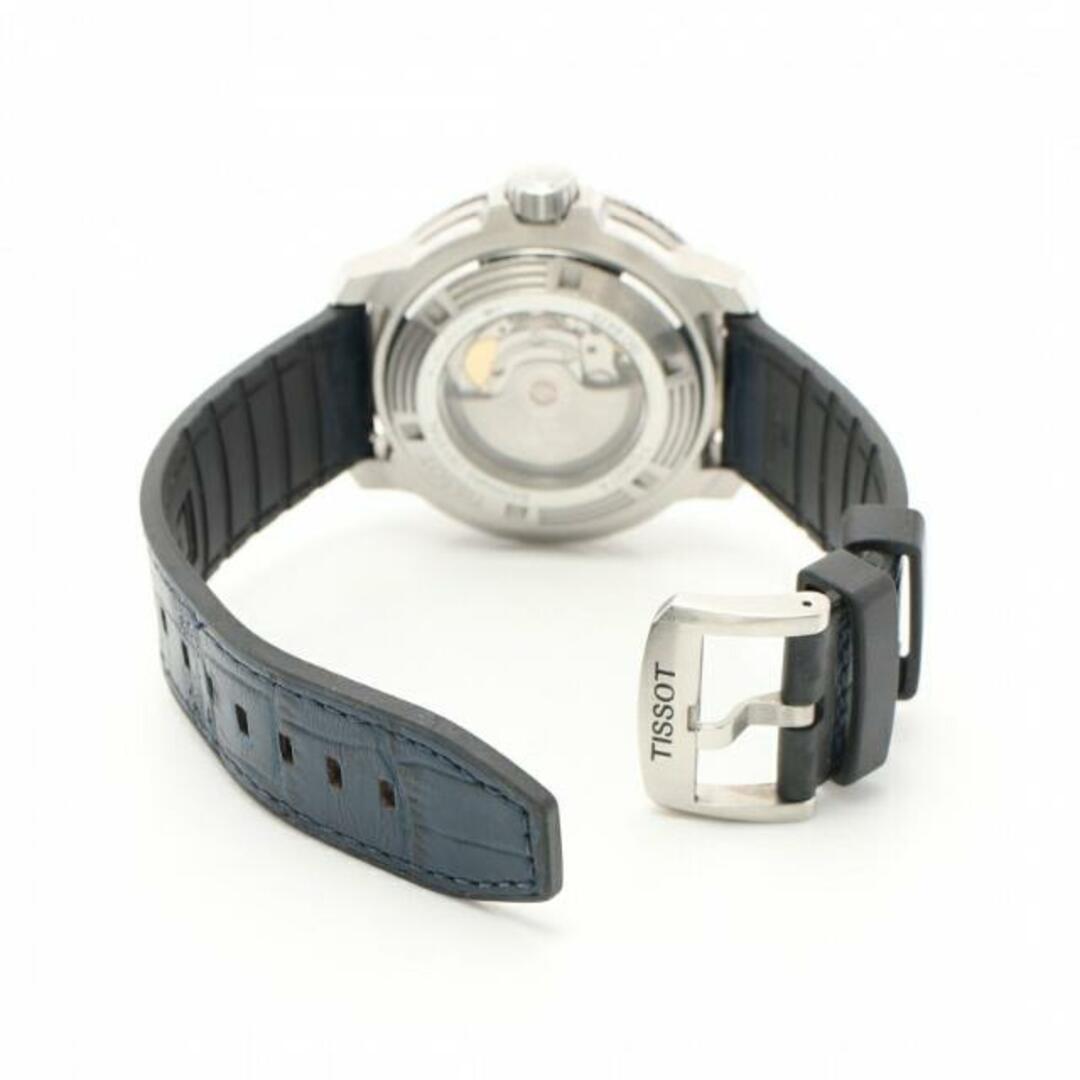 シースター 2000 プロフェッショナル メンズ 腕時計 自動巻き SS レザー ラバー シルバー ネイビー ブルー文字盤 裏スケ