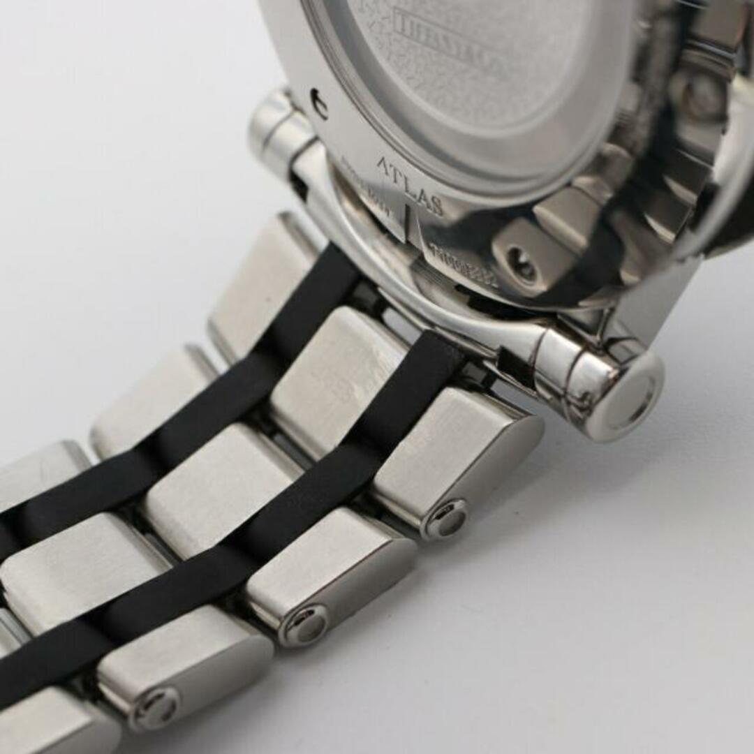 アトラスジェント メンズ 腕時計 自動巻き SS ラバー シルバー ブラック シルバー文字盤 裏スケ
