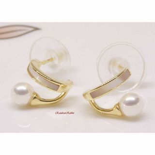 18K RGP ゴールド 天然貝殻 パール ピアス gp5674(ピアス)
