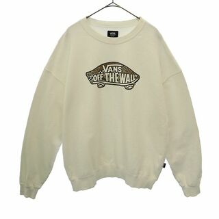 ヴァンズ(VANS)のバンズ プリント 長袖 スウェット L ホワイト VANS トレーナー メンズ 古着 【231031】(スウェット)